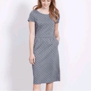 Boden Phoebe Jersey Polka Dot Gray/blue Dress